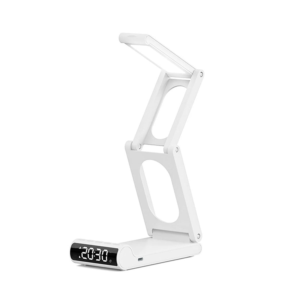 Lampe de Bureau Digitale Multifonction avec Réveil, LED et Batterie 5000 mAh Pliable