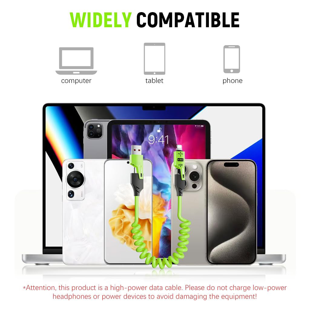 Câble USB-C 4-en-1 Multifonction PD65W – Charge Rapide et Polyvalence