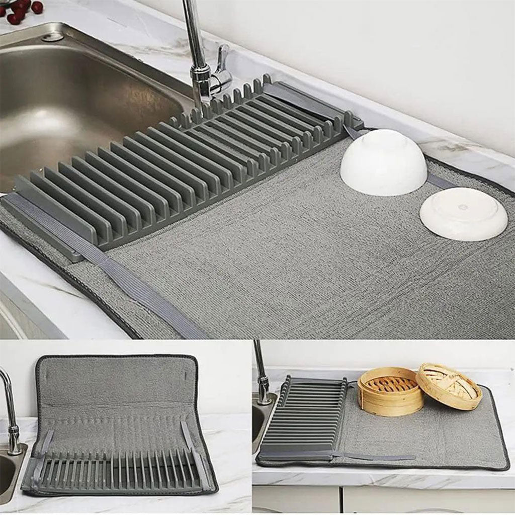 Égouttoir et Tapis en Microfibre – Séchage Rapide & Design Pliable