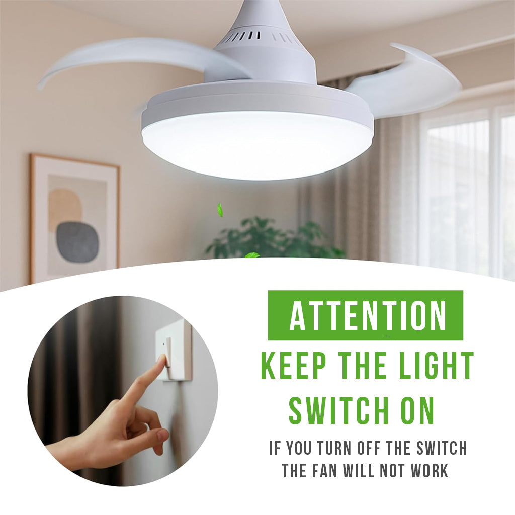 Ventilateur Plafonnier LED Pliable VT03 – Éclairage Réglable & Télécommande