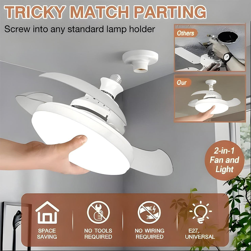 Ventilateur Plafonnier LED Pliable VT03 – Éclairage Réglable & Télécommande