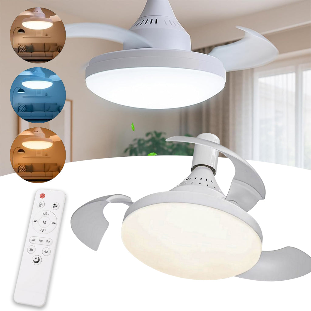 Ventilateur Plafonnier LED Pliable VT03 – Éclairage Réglable & Télécommande