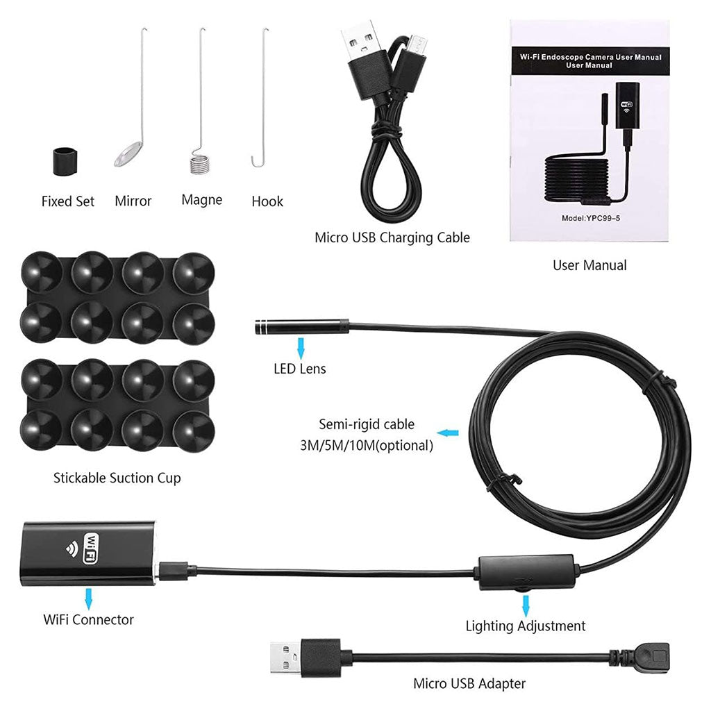 Caméra Endoscopique WiFi HD – Inspection Sans Fil Étanche
