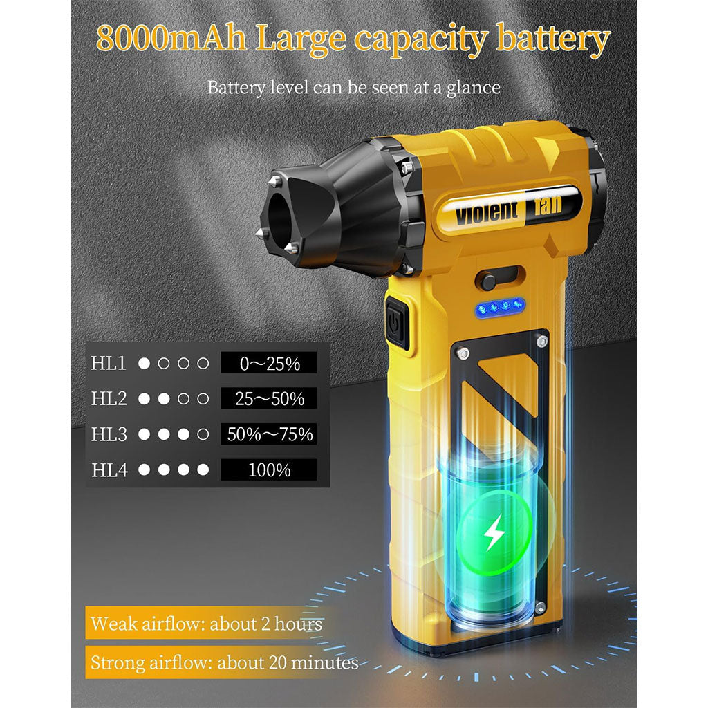 Souffleur électrique sans fil F015 2024 – 130000 tr/min, batterie 8000 mAh et fonction aspiration