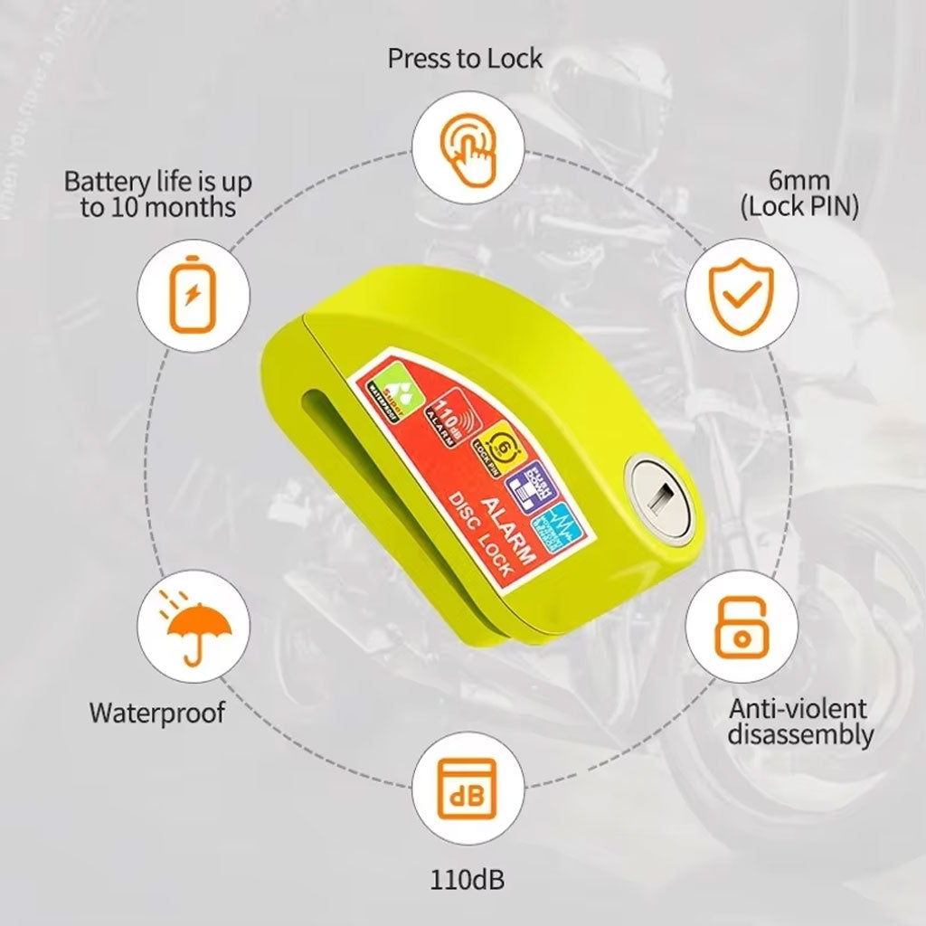 Verrou de Disque avec Alarme pour Moto et Vélo : Sécurité Renforcée et Dissuasion Maximale