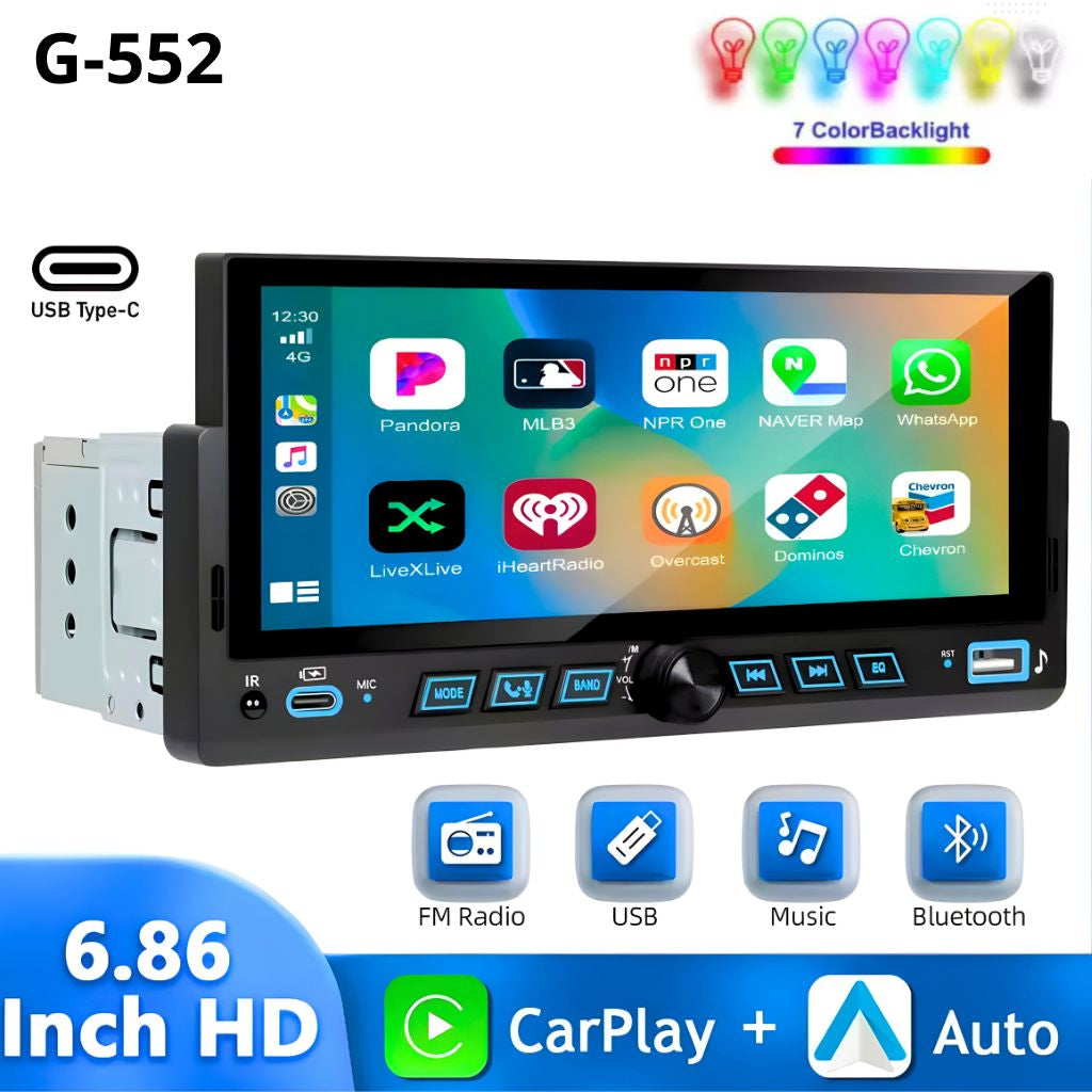 Autoradio 1DIN Écran 6.86" – Bluetooth 5.2 & Mirror Link