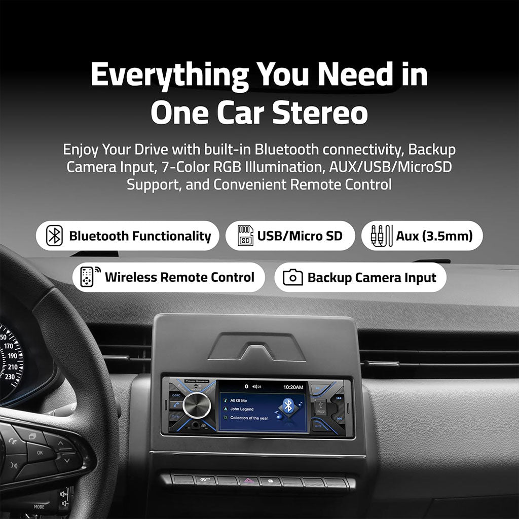 Autoradio 1-DIN Écran 4.3" – Éclairage RGB & Bluetooth