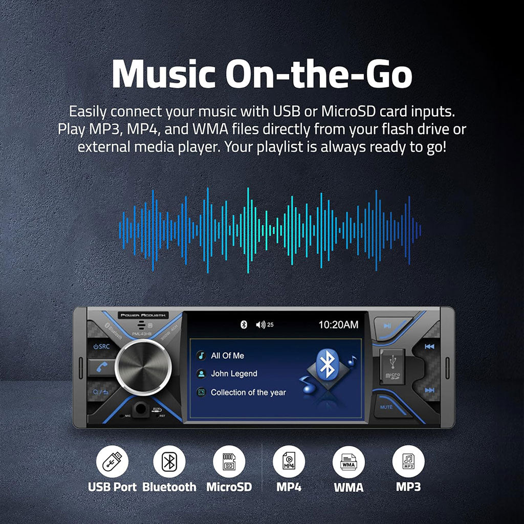 Autoradio 1-DIN Écran 4.3" – Éclairage RGB & Bluetooth