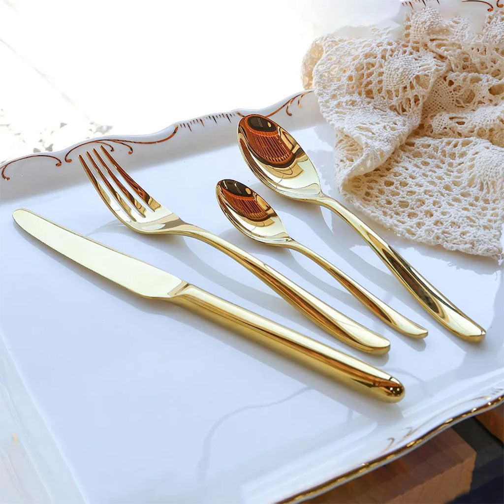Ménagère de Luxe 24 Pièces : Design Œuf et Finition Miroir
