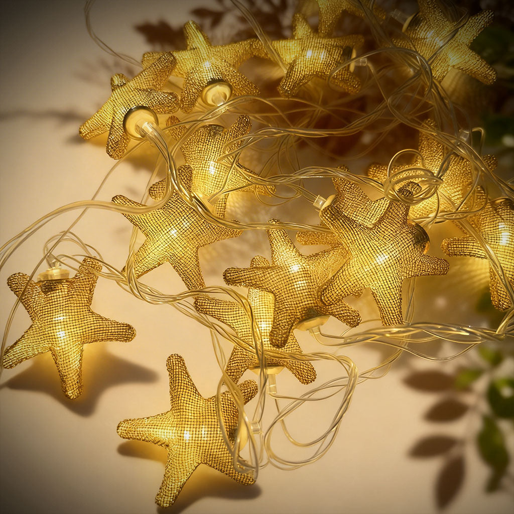 Guirlande Lumineuse 16 Étoiles – Décoration Métal Doré Chic