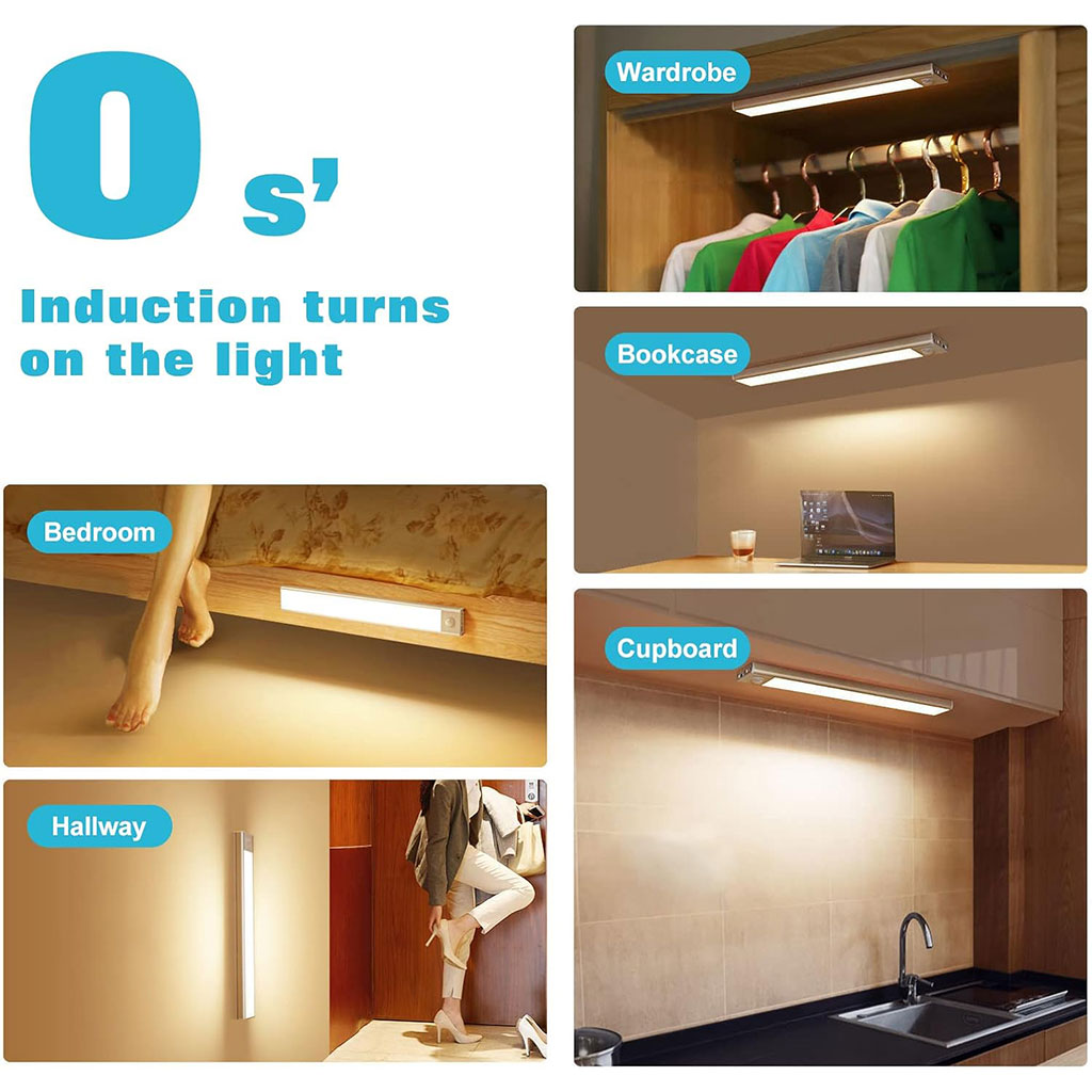 Lampe LED intelligente avec détecteur de mouvement – 3 couleurs, rechargeable USB-C et fixation magnétique