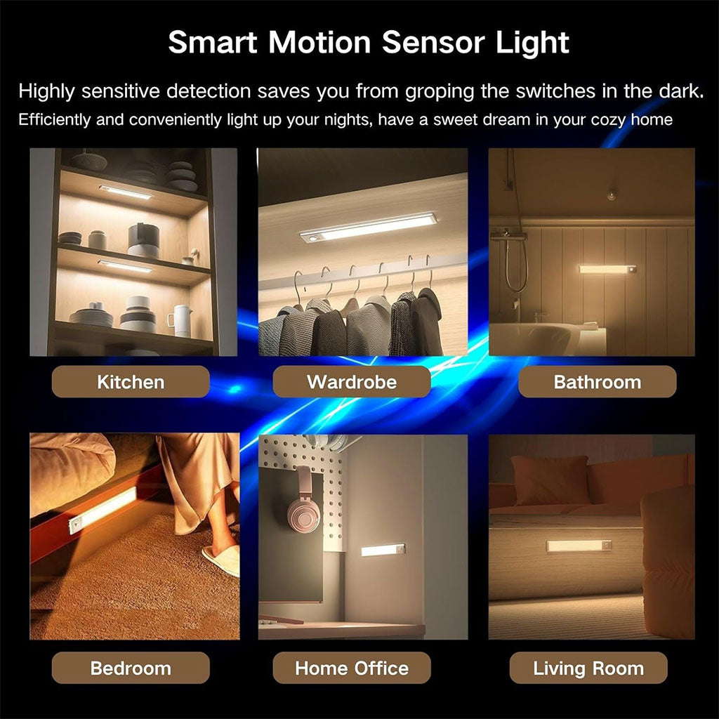 Lampe LED intelligente avec détecteur de mouvement – 3 couleurs, rechargeable USB-C et fixation magnétique