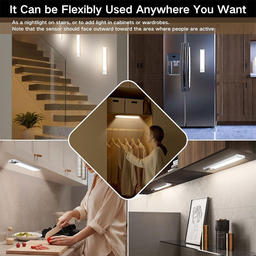 Lampe LED intelligente avec détecteur de mouvement – 3 couleurs, rechargeable USB-C et fixation magnétique