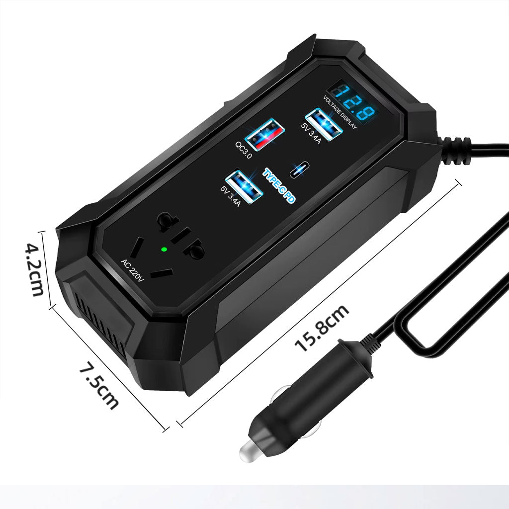 Convertisseur de Voiture 12V/24V vers 220V : Charge Rapide PD & QC3.0