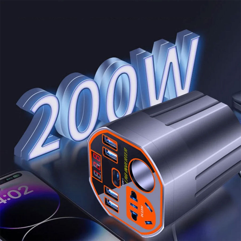 Onduleur de Voiture Haute Efficacité : 200W Compact & Puissant