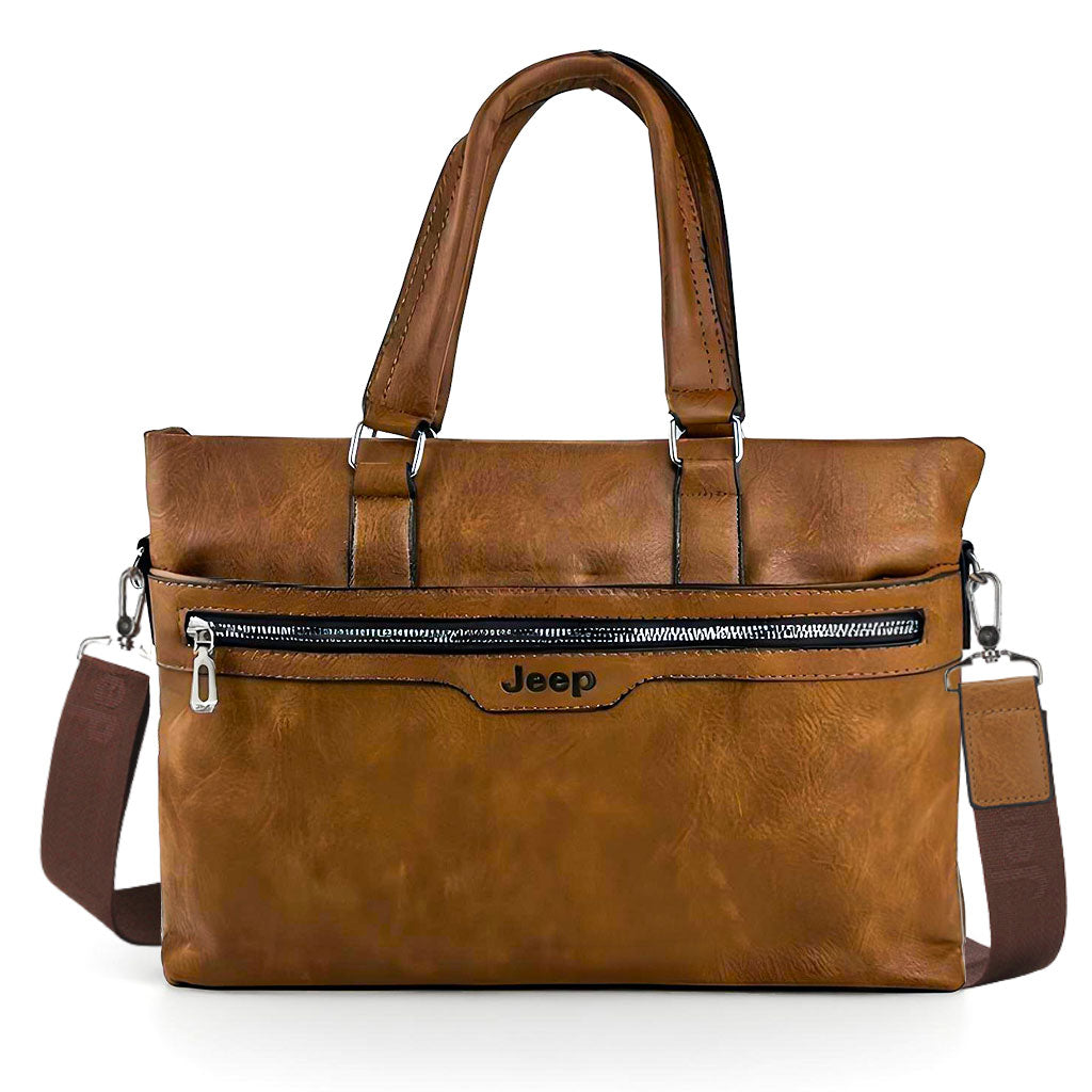 Sacoche Business Jeep® en Cuir Premium Marron – Élégance et Professionnalisme