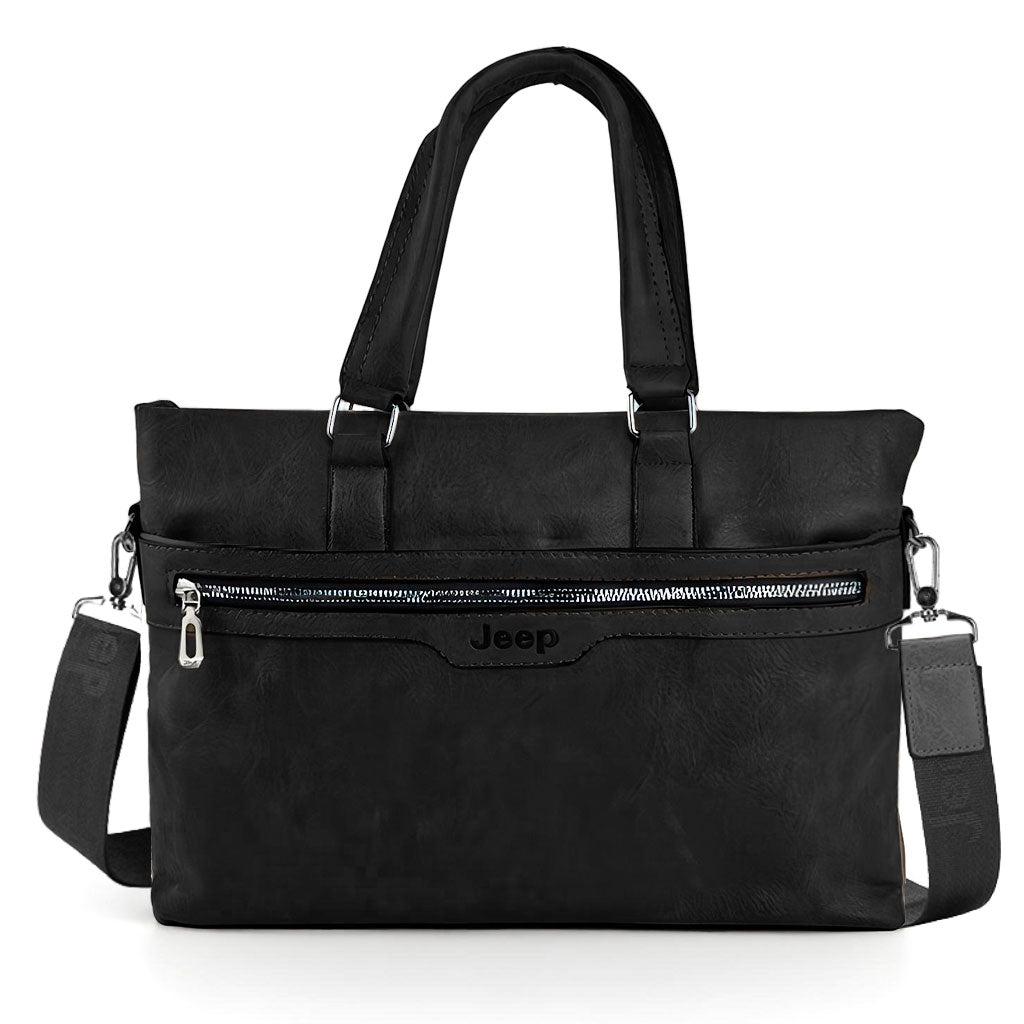 Sacoche Business Jeep® en Cuir Premium Noir – Élégance et Professionnalisme