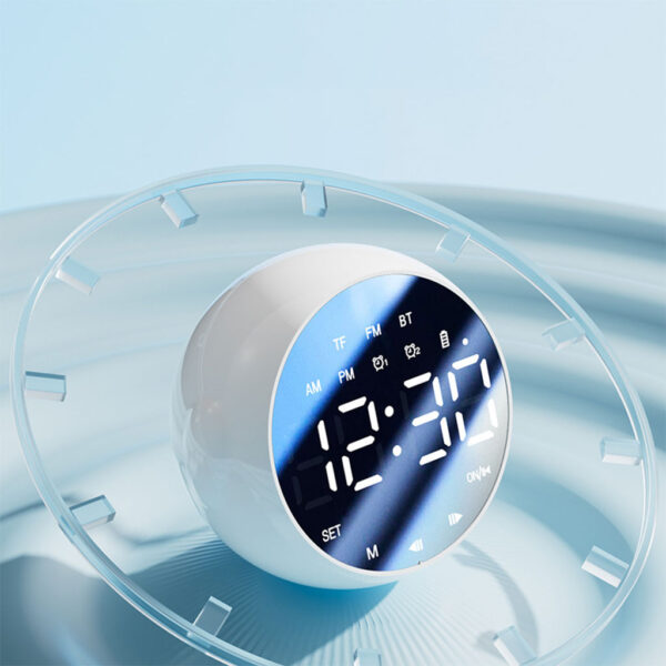Réveil Miroir LED Intelligent – Horloge, Enceinte Bluetooth et Radio FM