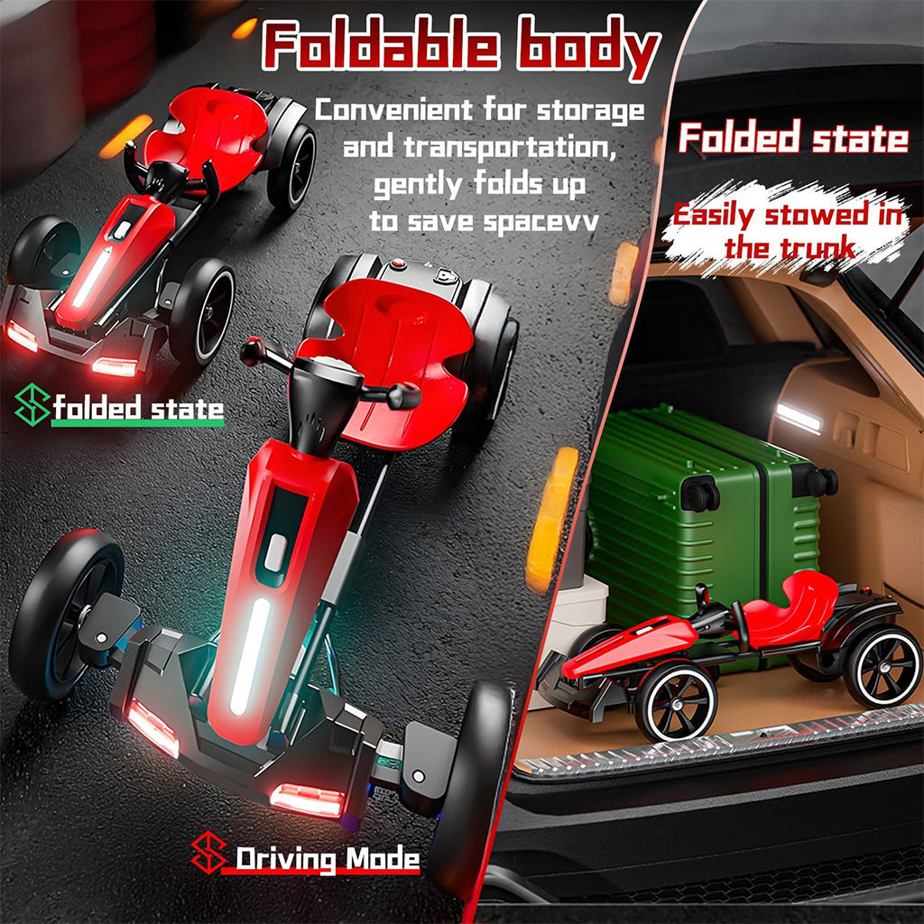Kart Électrique Enfant 12V Pliable – LED, Musique & Contrôle Intelligent