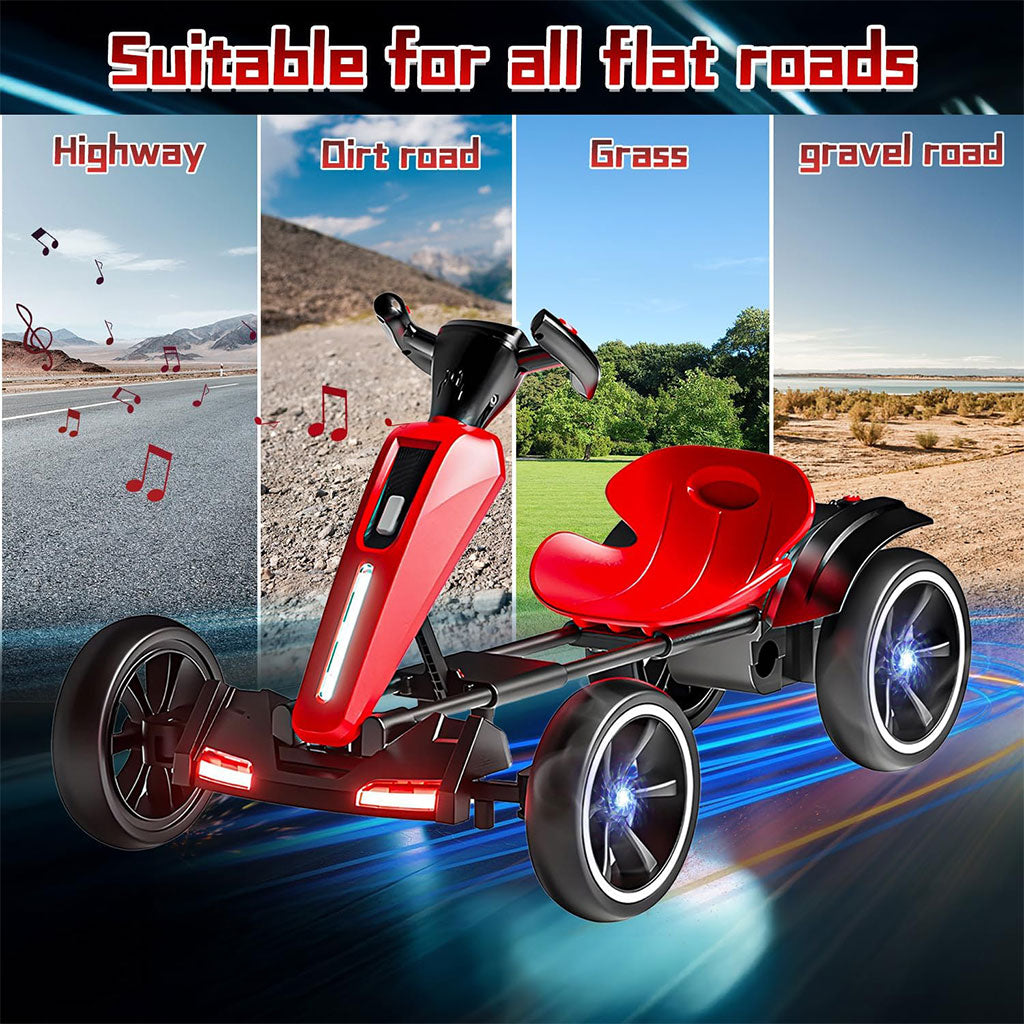 Kart Électrique Enfant 12V Pliable – LED, Musique & Contrôle Intelligent