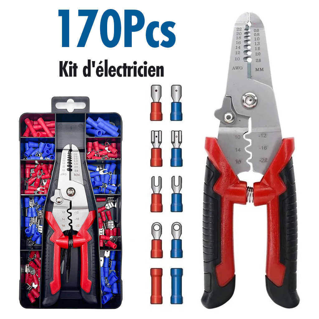 Kit de Sertissage Électrique 170 Pièces – Pince Multifonction Professionnelle