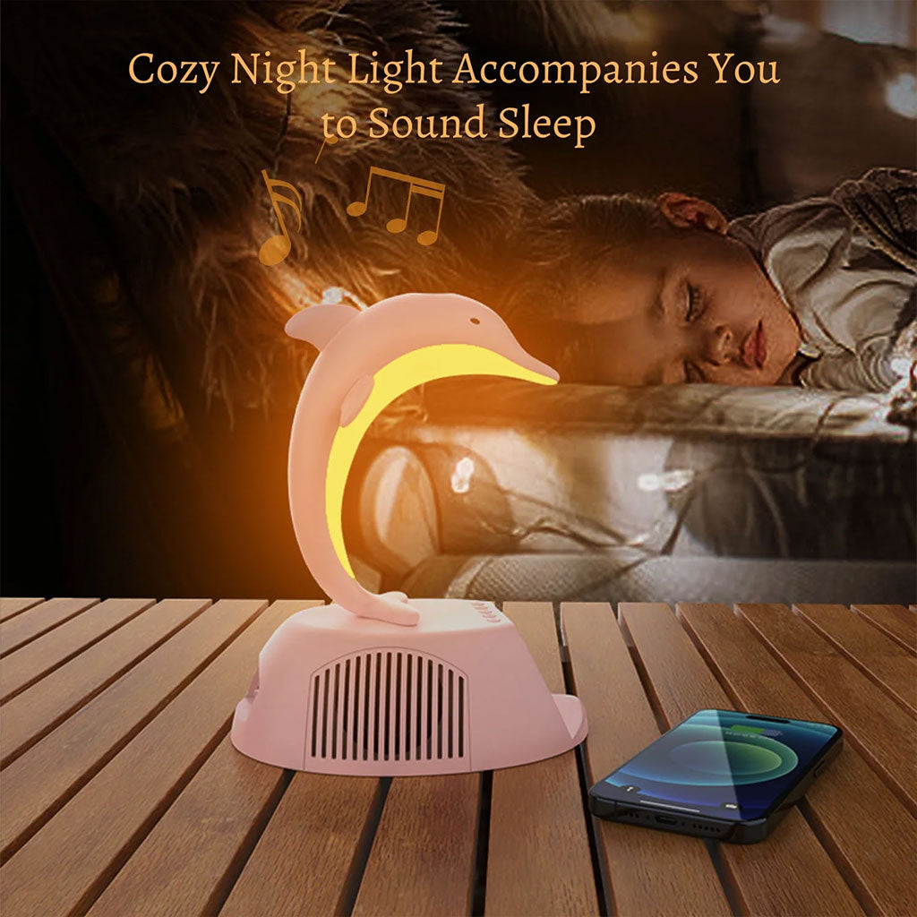 Haut-Parleur Bluetooth Dauphin 4-en-1 avec Lampe LED RGB et Charge Sans Fil 15W