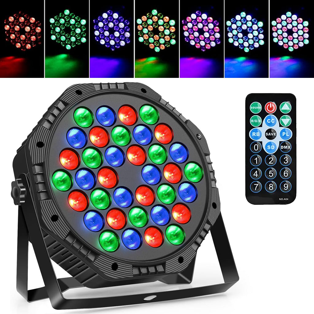 Projecteur LED RGB 36 Lampes – Éclairage Scénique DJ avec Télécommande