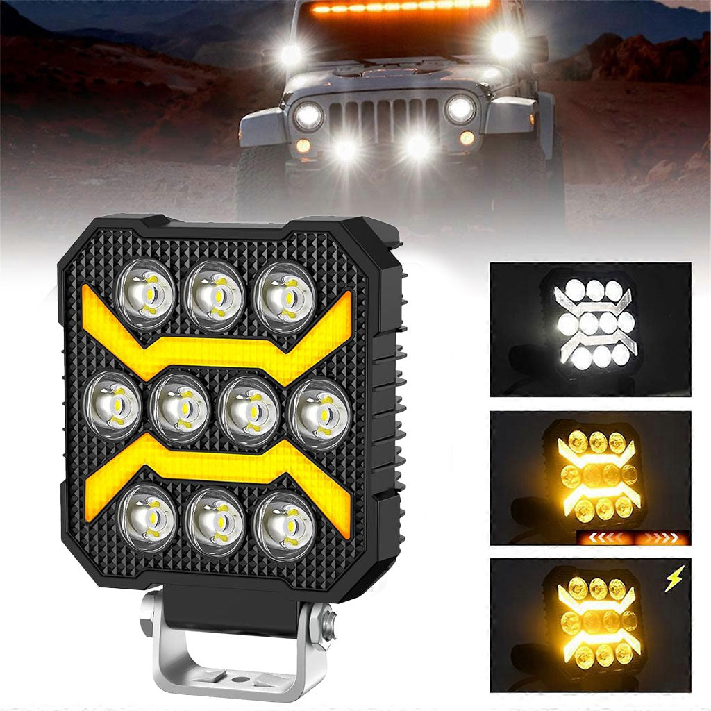 Projecteur LED de Travail 2400 lm IP68 3 Couleurs 5 Modes pour Voiture et Chantier