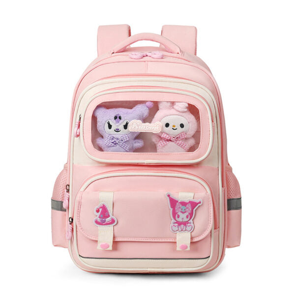Sac à Dos Scolaire Créatif Rose avec Peluche Intégrée et Design Capybara Ludique