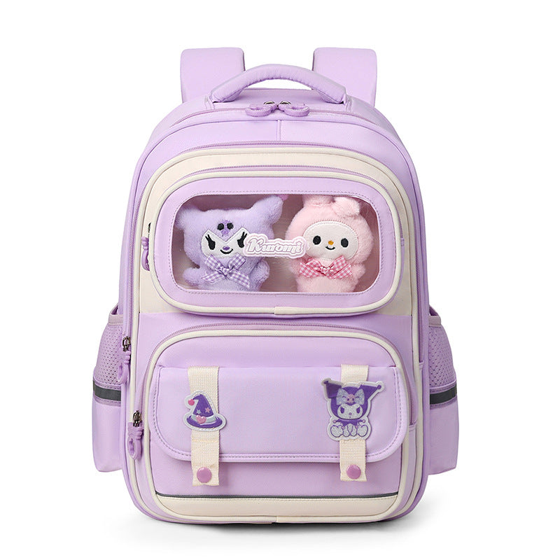 Sac à Dos Scolaire Créatif Mauve avec Peluche Intégrée et Design Capybara Ludique