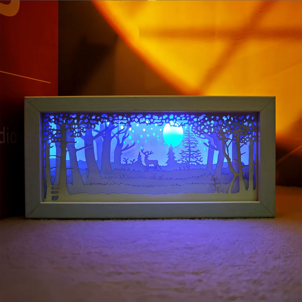 Lampe Décorative LED en Bois et Acrylique Artistique
