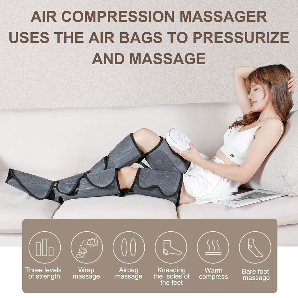 Appareil de Massage Jambes et Pieds Elikliv Pressothérapie Air Compression avec Chauffage et Télécommande
