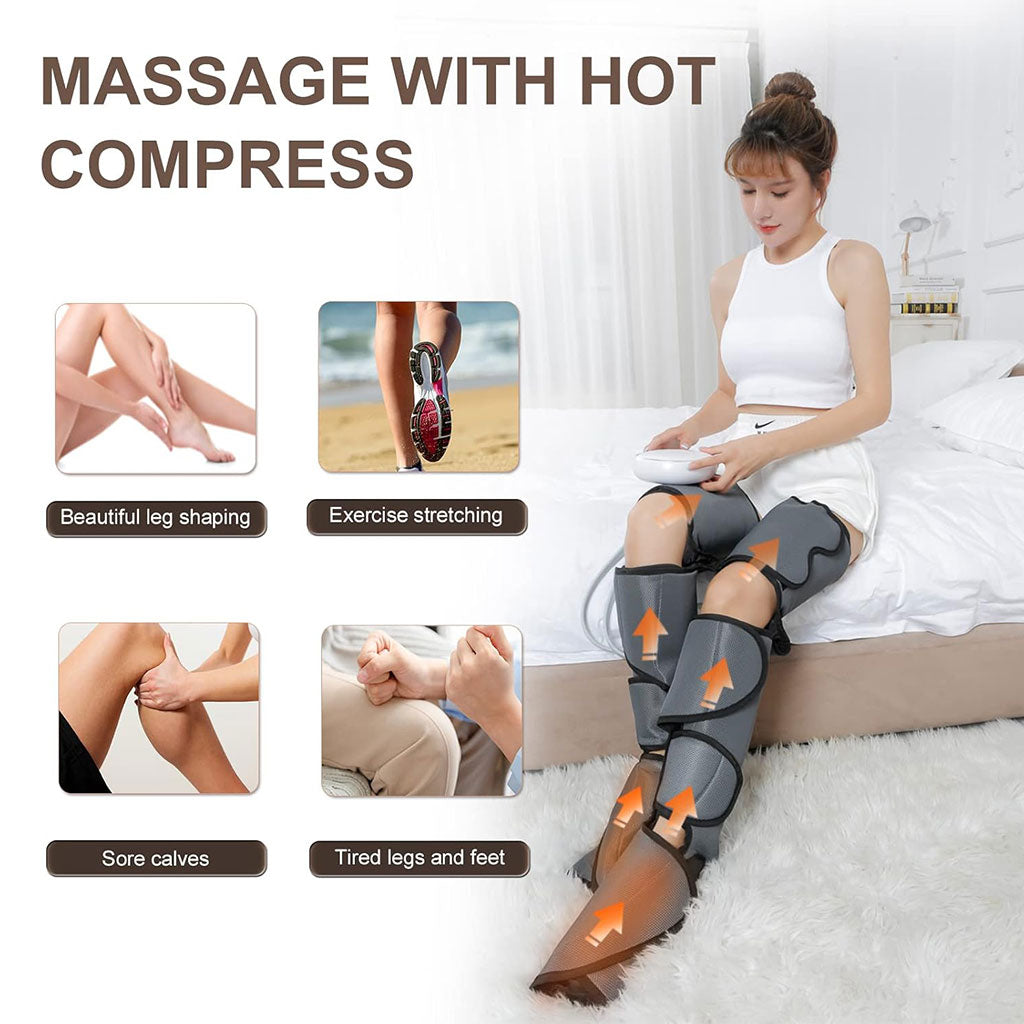 Appareil de Massage Jambes et Pieds Elikliv Pressothérapie Air Compression avec Chauffage et Télécommande