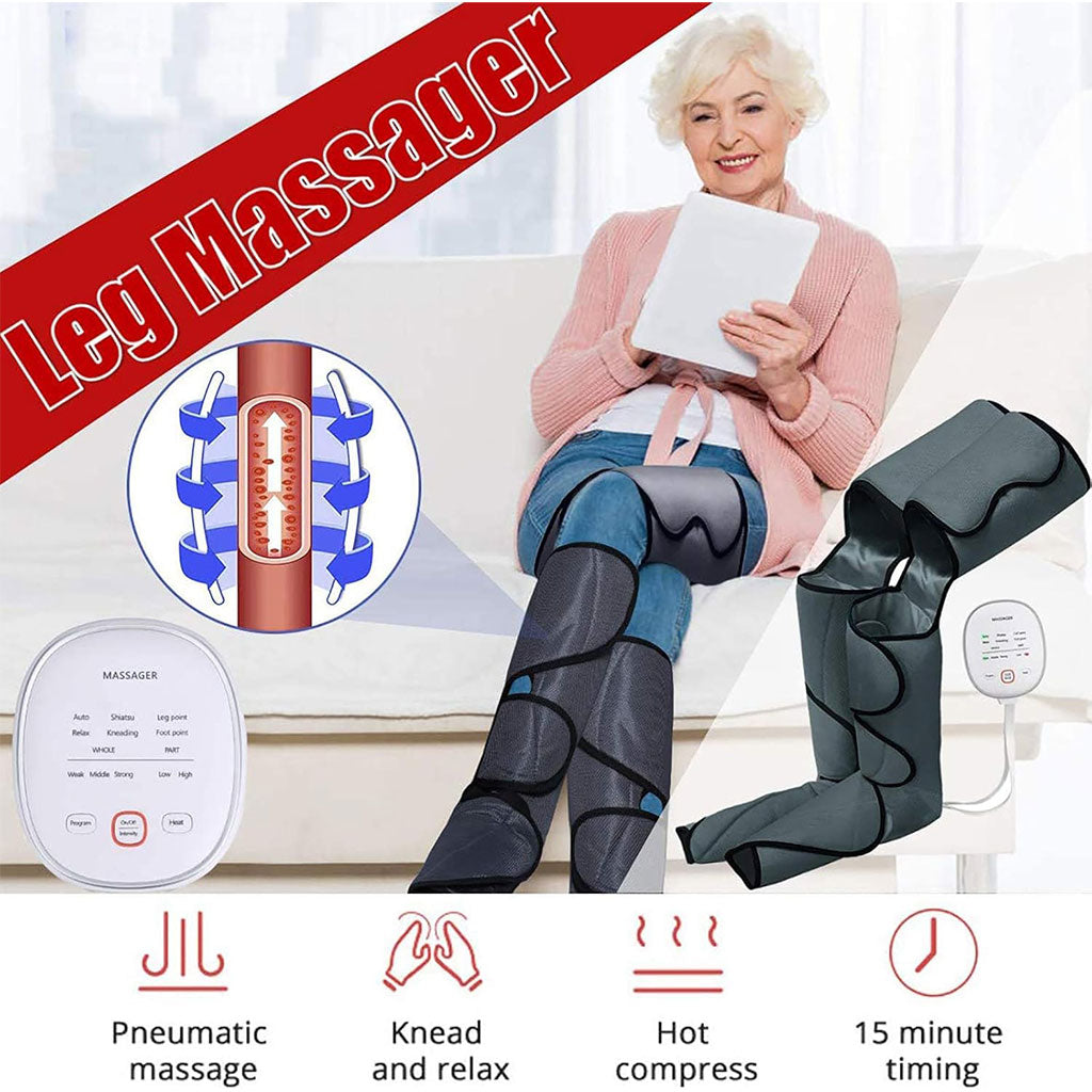 Appareil de Massage Jambes et Pieds Elikliv Pressothérapie Air Compression avec Chauffage et Télécommande
