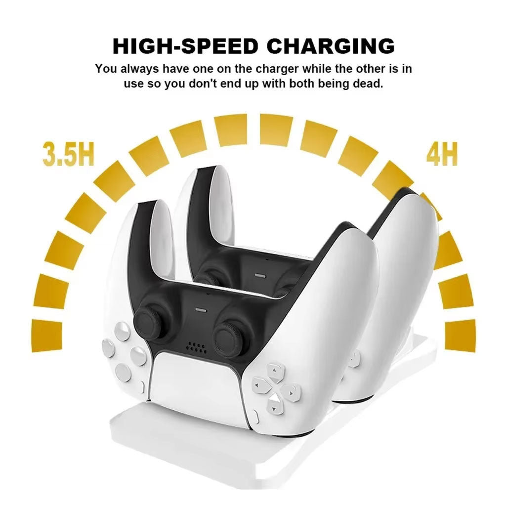 Station de charge double PS5 pour manettes – charge rapide sans fil avec certification CE
