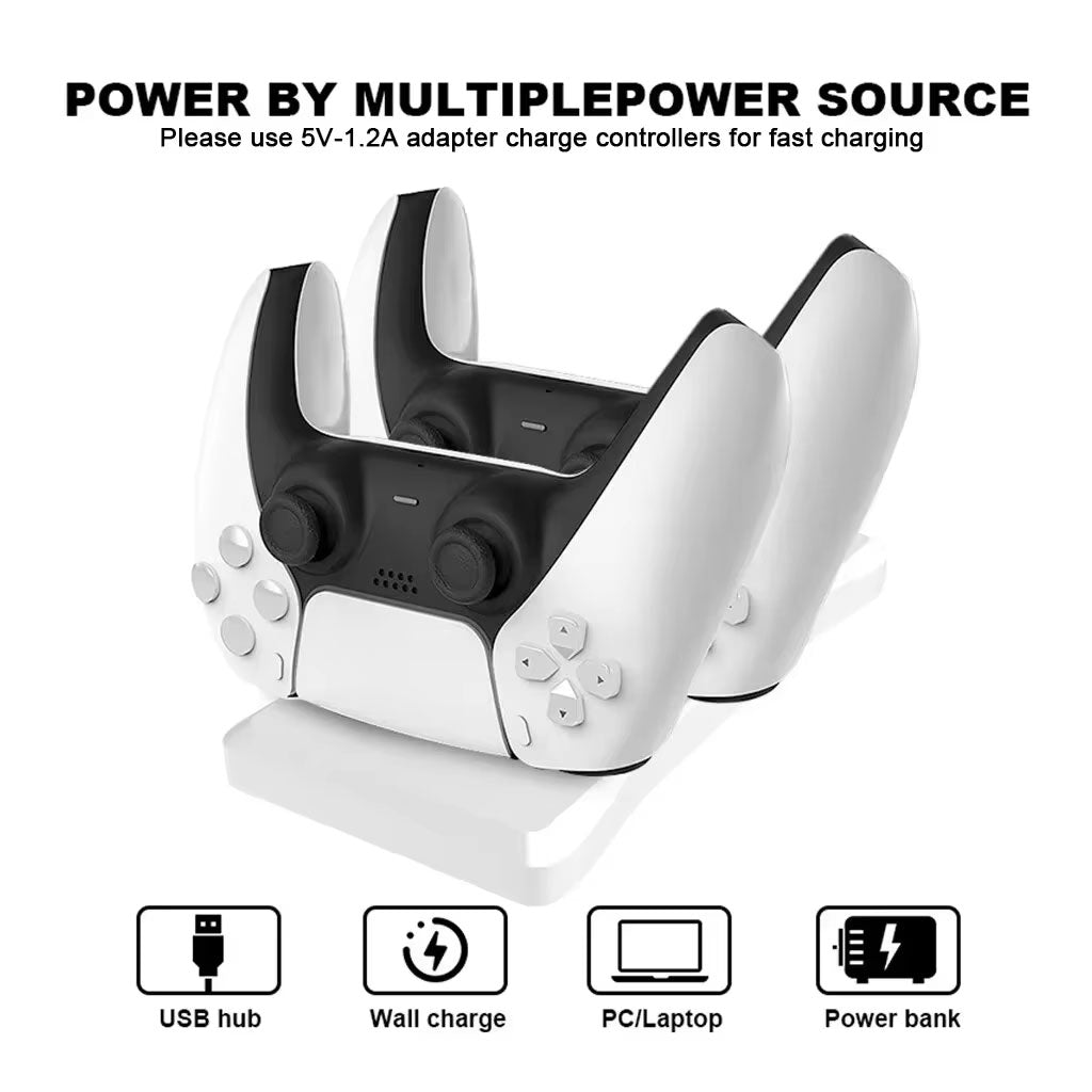 Station de charge double PS5 pour manettes – charge rapide sans fil avec certification CE