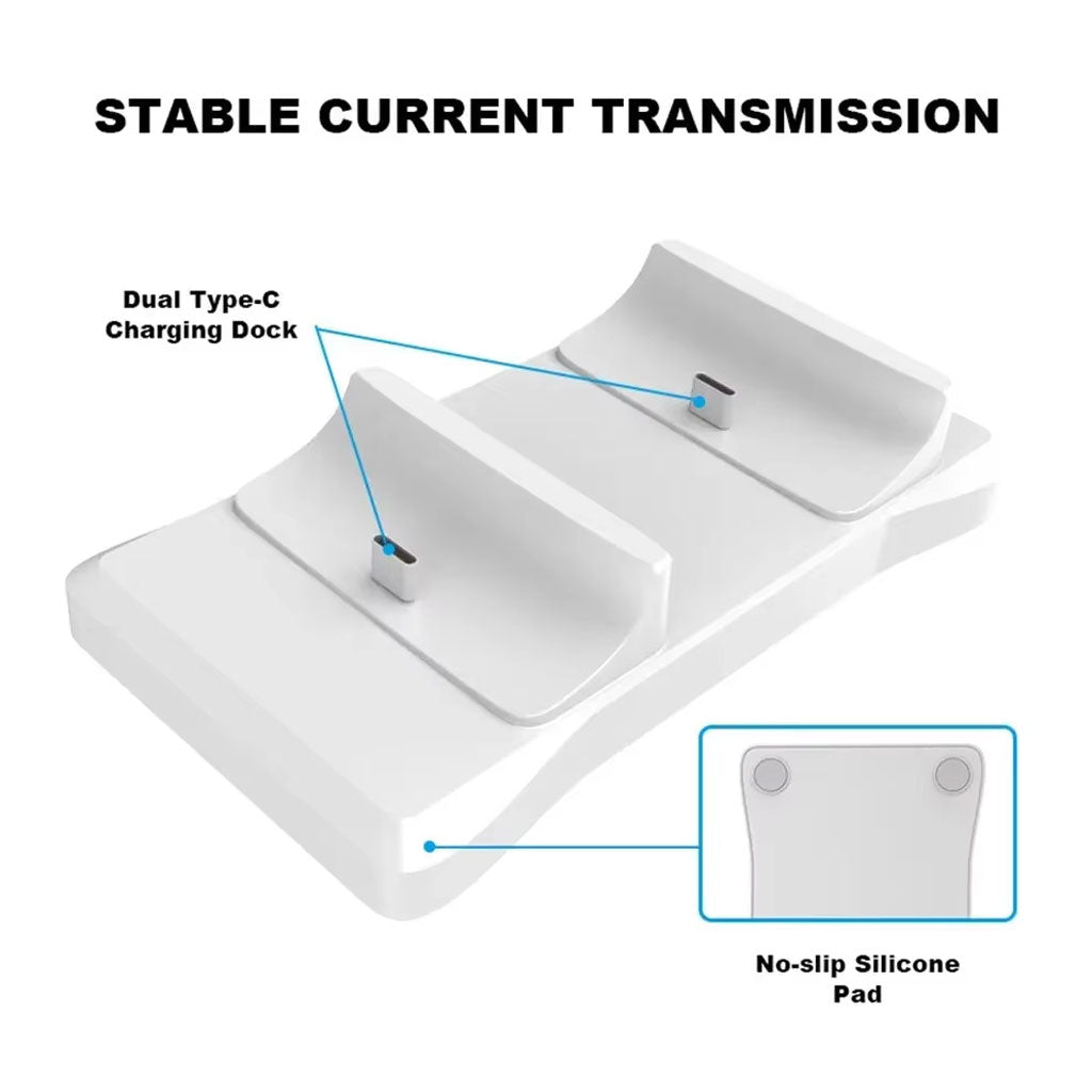 Station de charge double PS5 pour manettes – charge rapide sans fil avec certification CE