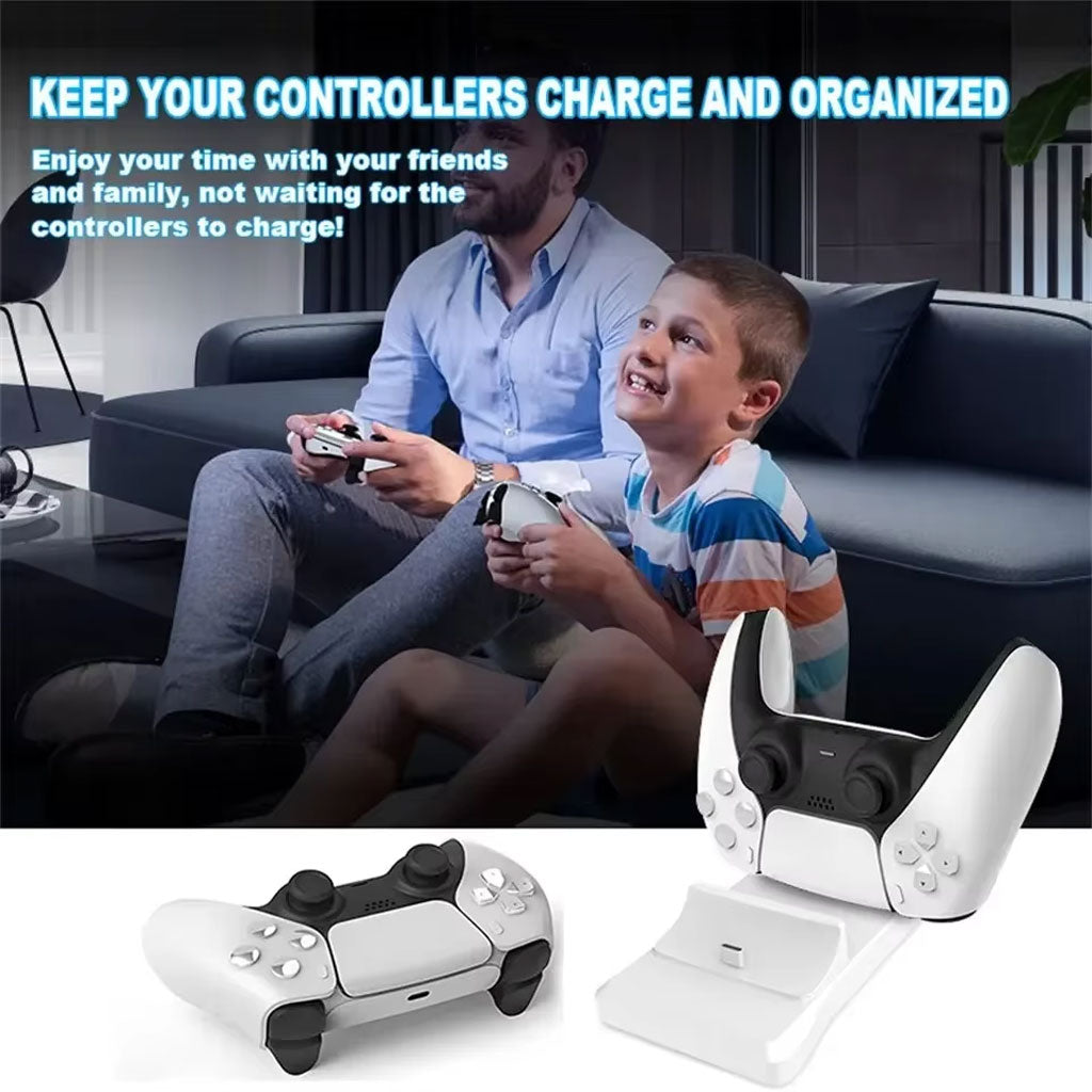 Station de charge double PS5 pour manettes – charge rapide sans fil avec certification CE