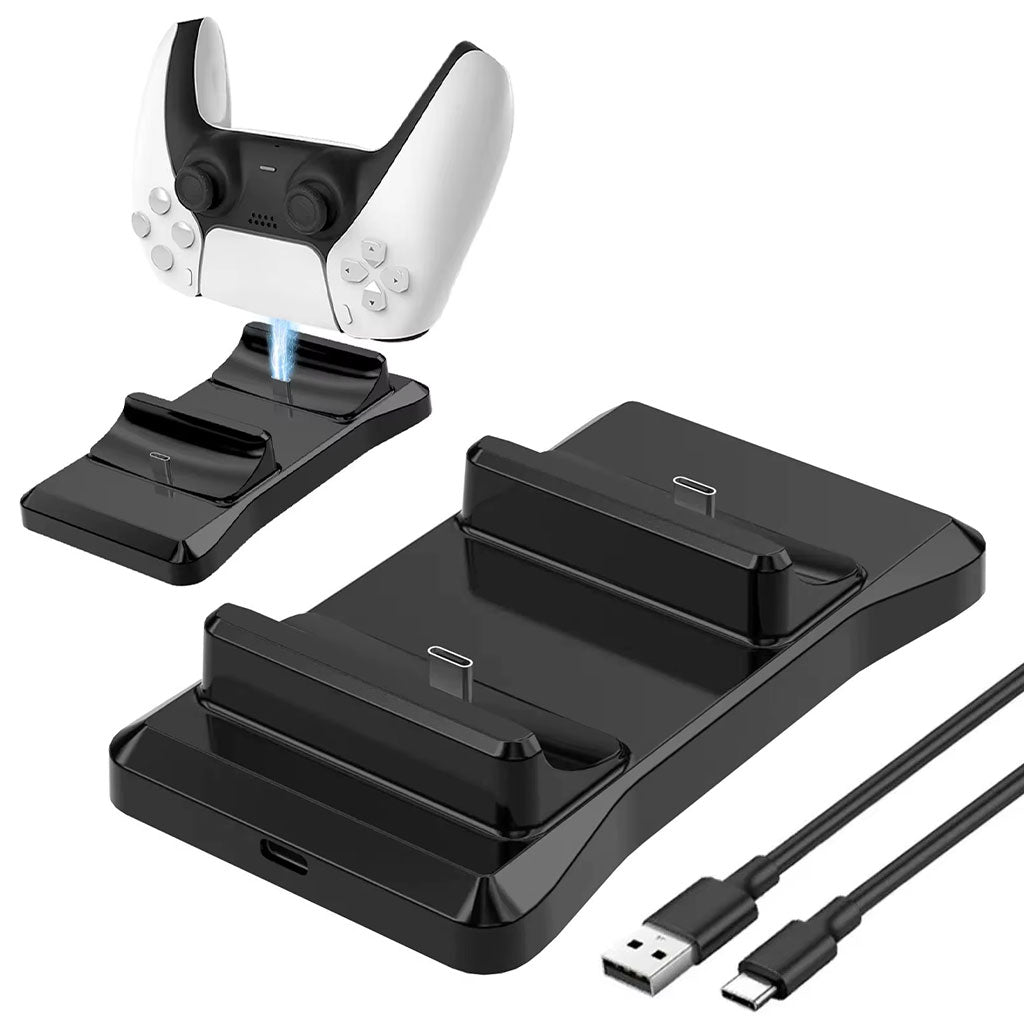 Station de charge double PS5 pour manettes – charge rapide sans fil avec certification CE