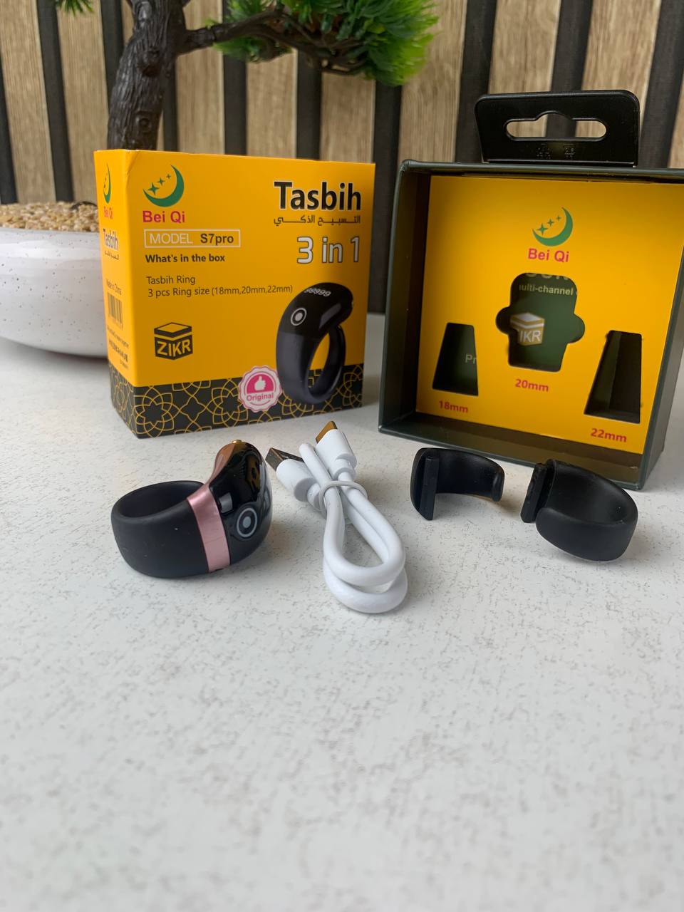 Bague Connectée de Tasbih – Écran OLED & Vibrations Intelligentes