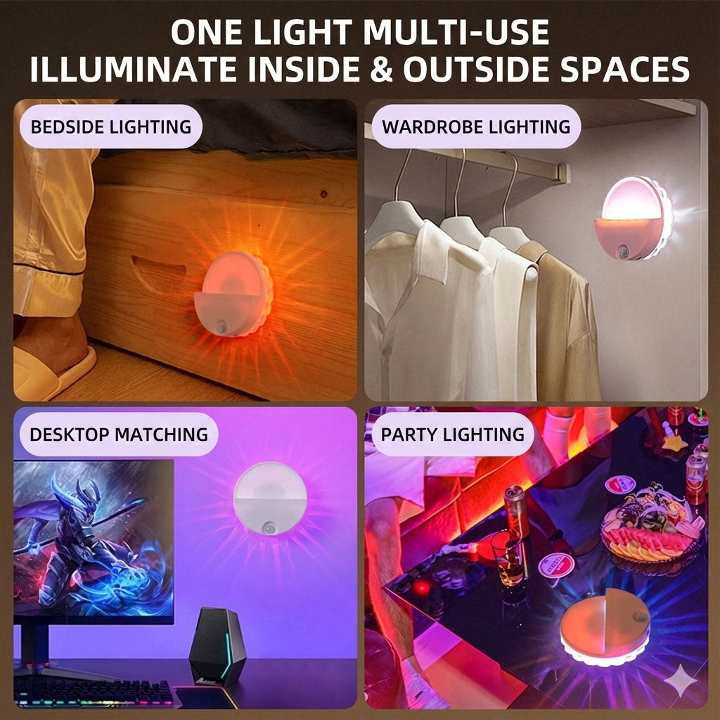 Lampe LED Magnétique Intelligente Cristal – Détecteur de Mouvement Sans Fil