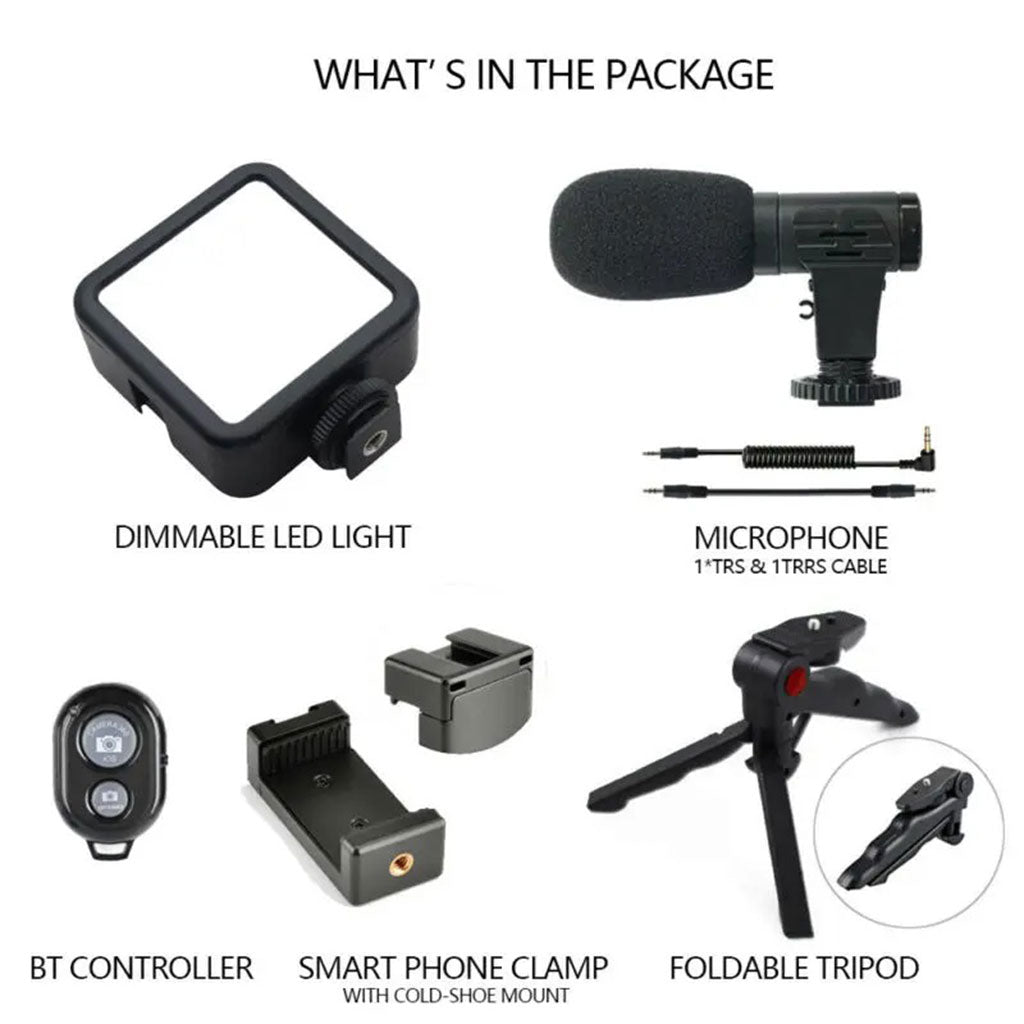 Kit Vidéo Professionnel Smartphone avec LED, Micro et Support de Stabilisation