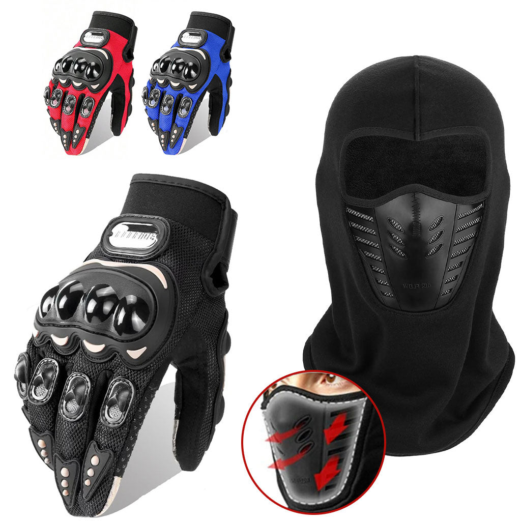 Pack Hiver Moto : Cagoule Polaire Excefore + Gants Pro Biker