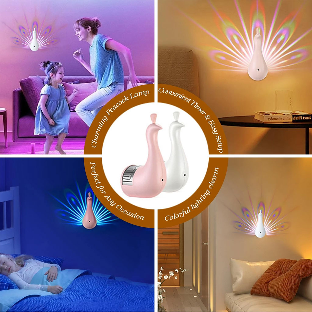 Lampe Projecteur Paon LED RGB – Ambiance Colorée & Télécommande