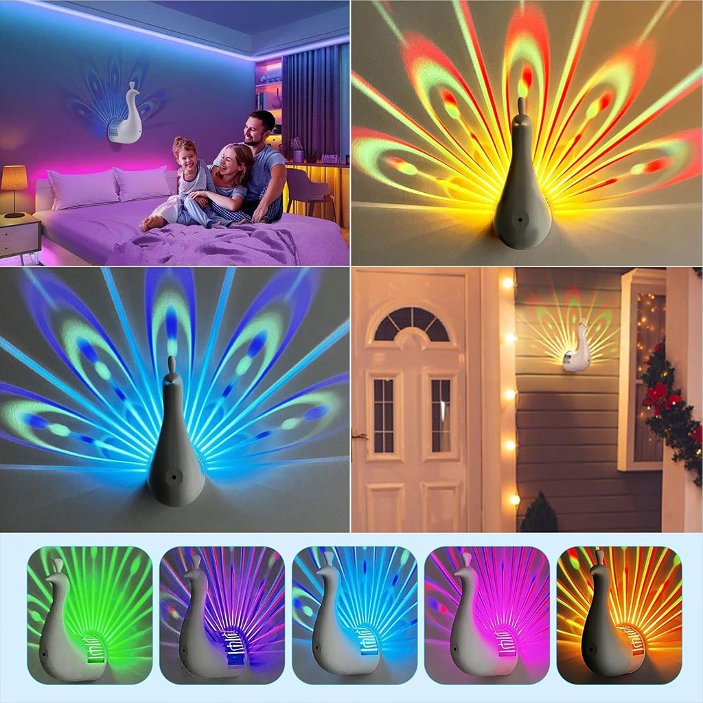 Lampe Projecteur Paon LED RGB – Ambiance Colorée & Télécommande