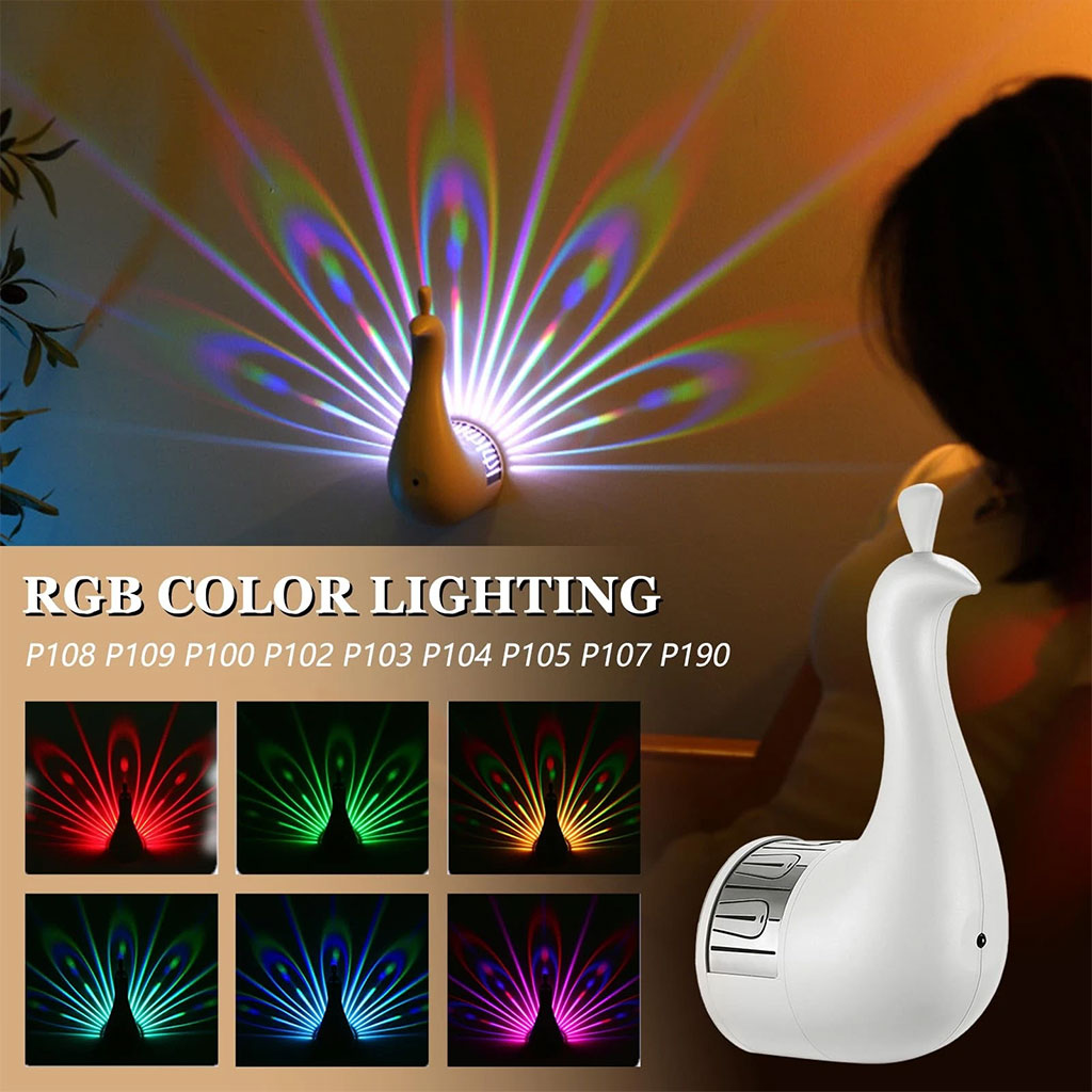 Lampe Projecteur Paon LED RGB – Ambiance Colorée & Télécommande