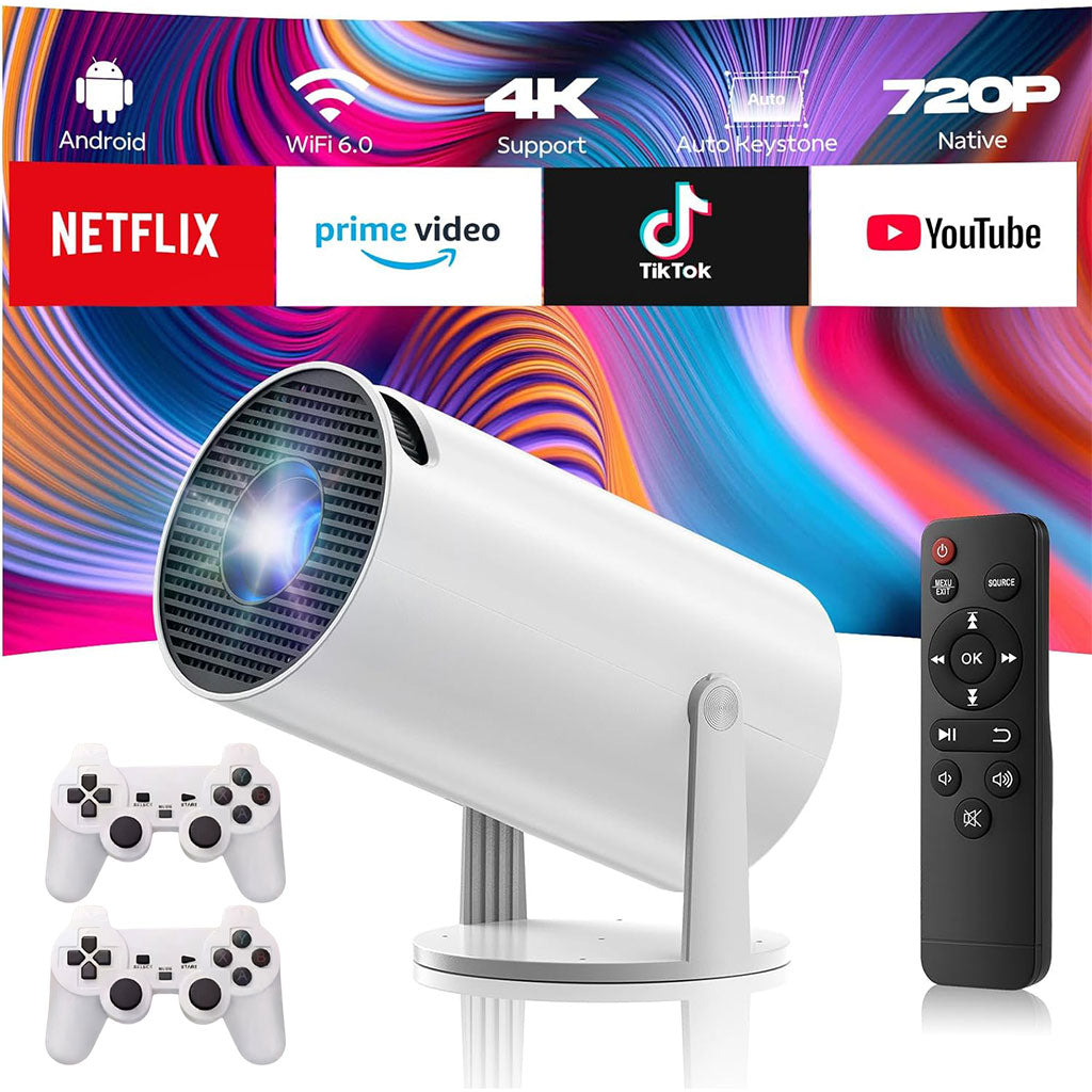 Projecteur de Jeux Stick 4K avec Android 11 – 20 000+ Jeux et Double Manette