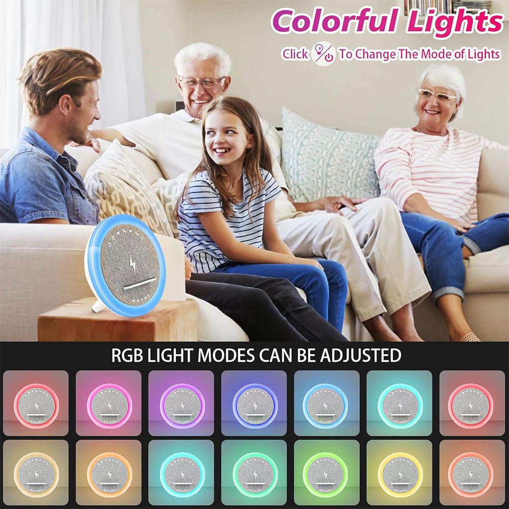 Lampe Multifonction 4 en 1 LED avec Bluetooth, Réveil et Charge Sans Fil 15W