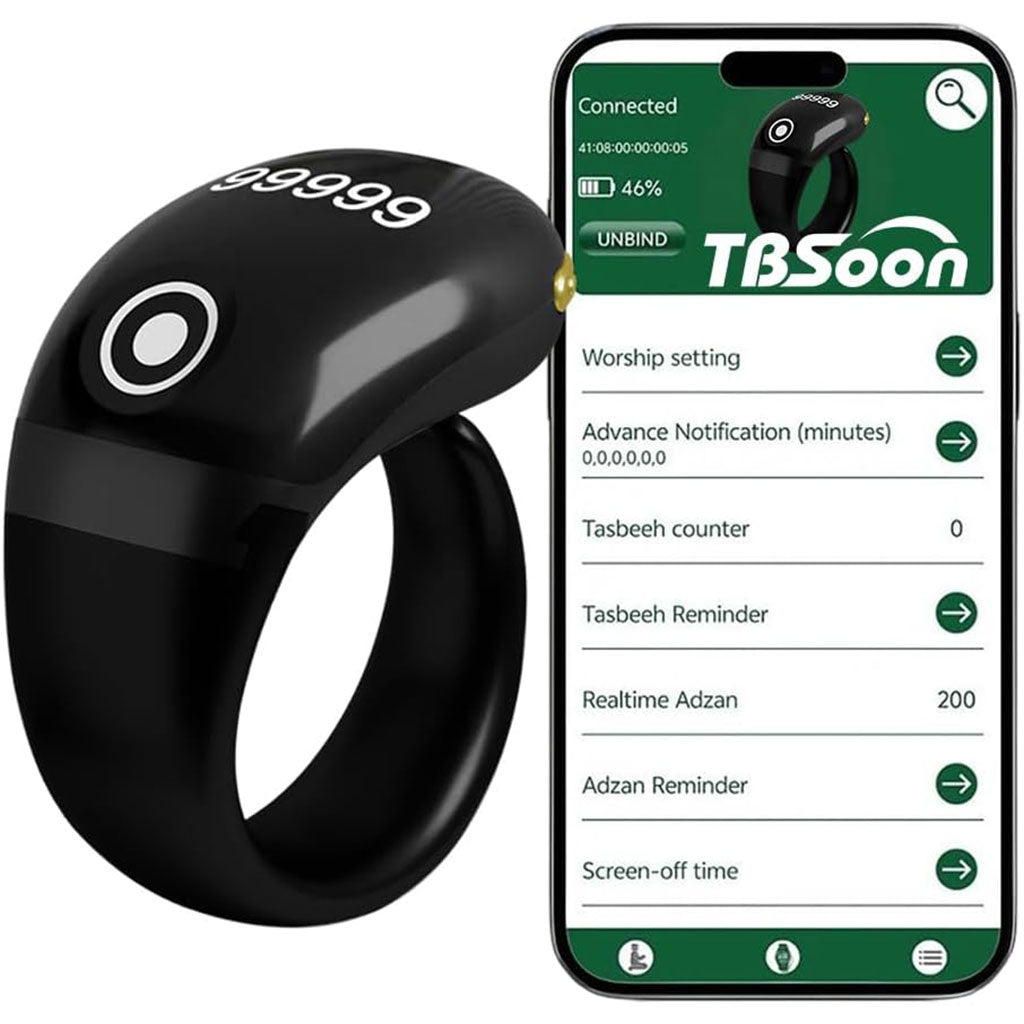 Bague Connectée de Tasbih – Écran OLED & Vibrations Intelligentes