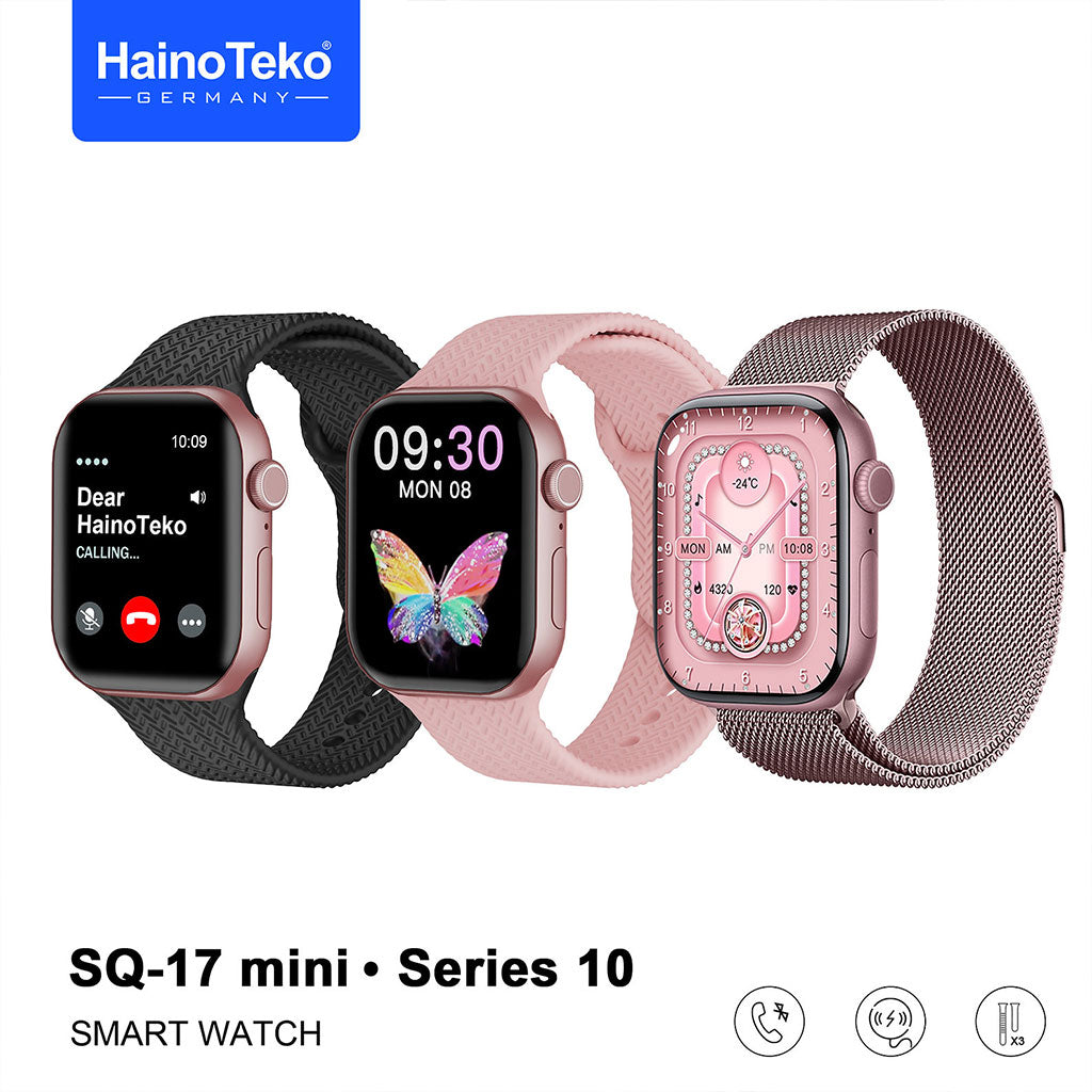 Montre Connectée HainoTeko SQ-17 Mini AMOLED Bluetooth avec Appels et Bracelets Interchangeables